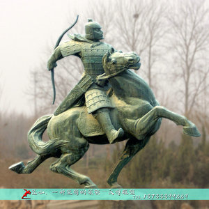 大型铸铜胡服骑射马人物雕塑定制户外园林景观草原玻璃钢塑像摆件