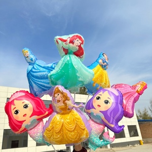 网红大号夹片托杆气球公主气球美人鱼气球宝宝生日幼儿园地摊引流