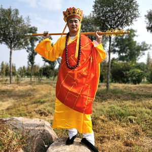 演出服男唐僧帽服装西游记服装道具五佛帽唐三藏佛教帽子演出用品