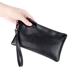 真皮女长款手拿包2022新款头层牛皮手腕包时尚百搭薄款信封手抓包