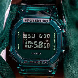 正品代购卡西欧 casio skeleton dw5600sb-3 透明绿色小方表男女