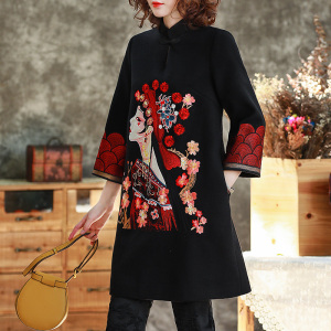 改良唐装外套中国风旗袍复古汉服中长款呢子年轻款中式礼服民国风