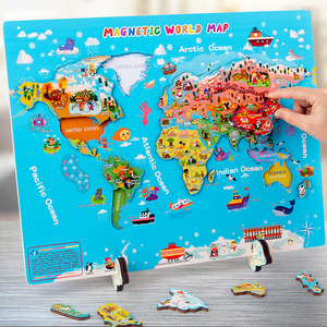 儿童益智早教玩具世界地图木制拼图教具幼儿园全英文拼板玩具跨境
