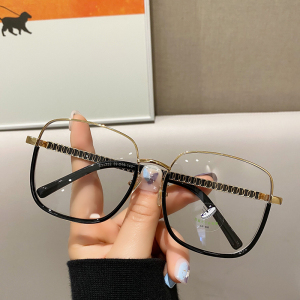 金框黑双拼近视眼镜超大框女配镜片有度数韩版潮网红眼睛架小香风