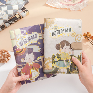 三年二班麻球茶话会磁扣彩页笔记本软皮面本日记本女生款个性创意