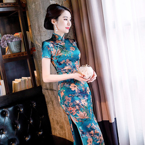 灵澜暗香 高端2019新款重磅真丝旗袍长款优雅老上海复古民国时尚