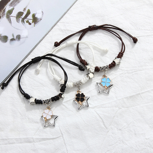 日韩三人闺蜜手链女友谊手环3人款幸运草星星便宜学生好朋友手饰