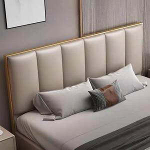 轻奢软包床头落地简约北欧床头板镀钛主卧双人床靠背单买超薄新款
