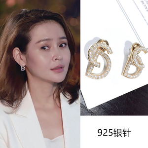 第二次也很美沈逸林于明加同款耳环复古港风珍珠耳钉名媛纯银