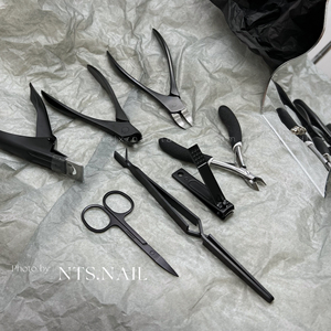 NTS·nail 卸钻剪 甲片一字剪 小剪刀 塑型夹 指甲钳黑色工具套装