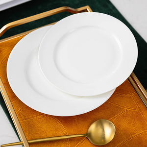 景德镇纯白骨瓷盘子家用平盘4个6个装创意陶瓷餐具菜碟西餐牛排盘