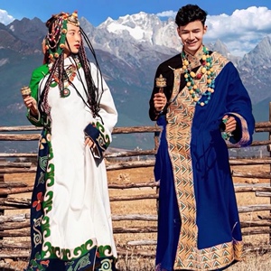 加厚新款男女情侣款藏袍艺考西藏蒙古族川西旅拍衣服藏式结婚藏装
