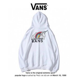 vans万斯秋冬连帽卫衣男女印花彩虹马独角兽长袖宽松时尚情侣外套