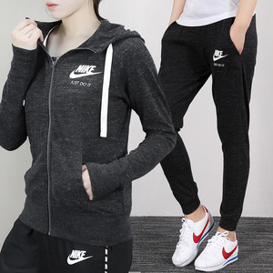 nike耐克女装2019夏季新款运动套装长袖连帽夹克跑步长裤883730