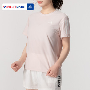 阿迪达斯粉色短袖女夏季新款健身训练半袖圆领透气运动T恤IN1598