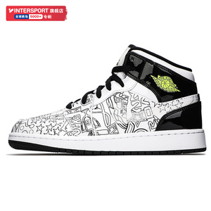 nike耐克女鞋2022夏季新款aj1黑白涂鸦运动篮球鞋板鞋dc4099-100