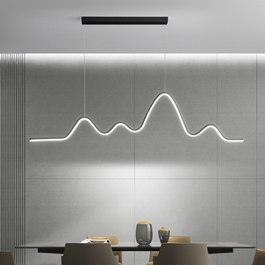 餐厅吊灯现代简约创意个性北欧设计led长条餐桌吧台饭厅轻奢灯具