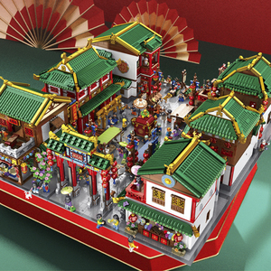 兼容乐高moc中国风古建筑华街景积木摆件拼装玩具成年高难度礼物