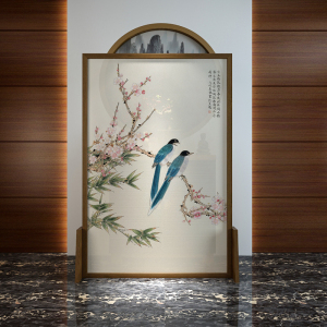 客厅隔断玄关镂空雕花板实木装饰入户透明纱画屏风定制32人付款288