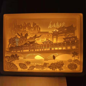 红色革命主题光影纸雕灯创意相框小夜灯手工雕刻diy材料文创礼品
