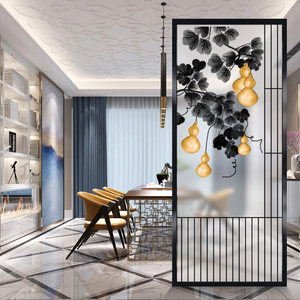 艺术玻璃屏风隔断玄关背景墙过道入户客厅厨房移门窗中式葫芦格栅