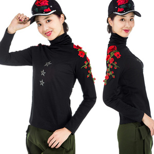 水兵舞服装2019新款女上衣水冰舞服装秋冬女装高领打底衫演出服棉