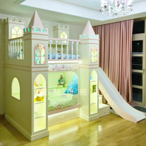 公主床儿童女孩 城堡梦幻双层 梦幻上下儿童别墅床城堡床密度基地