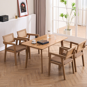 复古实木餐桌家用现代简约民宿饭店餐厅成套桌椅组合小户型桌子