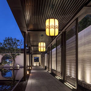 新中式户外门厅吊灯户外防水景观庭院吊灯仿云石别墅凉亭大门吊灯