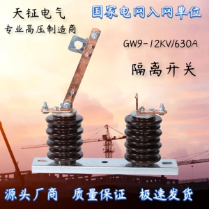 电气户外高压10KV GW9-12/630陶瓷隔离开关刀闸柱上倒装绝缘3只