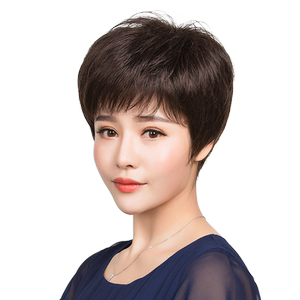 假发女短发真发全真人发女士中老年妈妈款自然仿真发型全头假发套