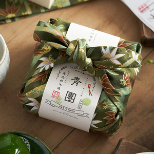 艾草青团包装盒木盒子绿色方巾棉布烘焙手工绿豆冰糕点心礼盒彤