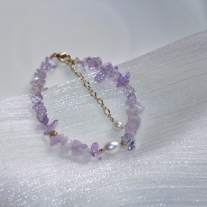鲛珠岛/紫罗兰水晶串珠手链原创设计甜美气质闪亮锆石小众手链