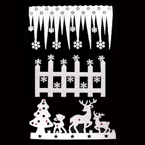泡沫围栏圣诞玻璃贴栅栏圣诞节装饰品铃铛壁画墙壁橱窗布景