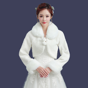 新款秋冬季新娘婚纱礼服披肩长袖外套结婚旗袍伴娘毛披肩加厚保暖