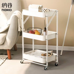 纳谷厨房可移动折叠小推车置物架家用多层落地式零食果蔬收纳架子