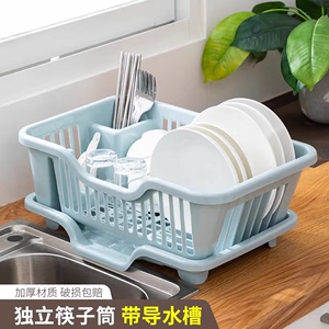 日式加厚塑料厨房家用放碗碟盘子餐具沥水收纳篮水槽边滴水晾碗架