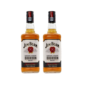Jim Beam金宾波本威士忌双支装 白占边基酒调酒美国进口行货750ml