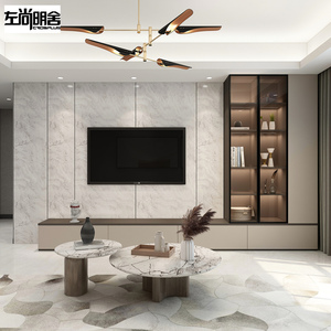 左尚明舍 电视柜定制现代轻奢客厅背景墙储物柜地柜定做全屋定制