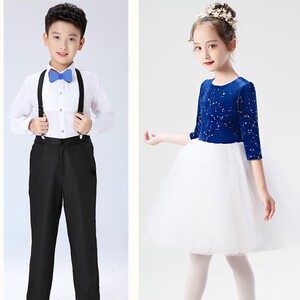 元旦小孩子歌咏手语蓬蓬裙舞蹈大合唱服装古诗手语演出服装手指舞