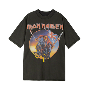 sale psycho21 铁娘子乐队印花 vintage tee水洗做旧反穿短袖