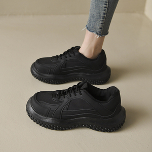 黑色老爹鞋ins潮女2022年春秋季新款百搭小众复古休闲增高运动鞋