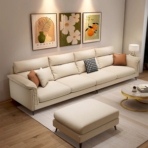 意式极简科技布艺沙发客厅小户型简约现代轻奢直排双三人位出租房