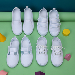 男女儿童白布鞋小白鞋白球帆布鞋学生小孩子幼儿园学校体操表演鞋