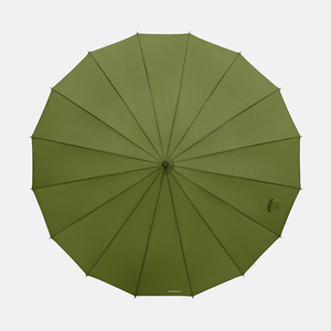 包邮新款16骨纤维骨架单人长柄纯绿色木柄女神精致94cm抗风雨伞
