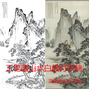 喻继高工笔国画白描底稿四尺花鸟工笔底稿临摹透稿什物打印稿041-底...