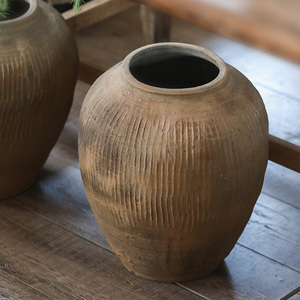 粗陶老缸陶瓷落地大花瓶侘寂风民宿装饰品瓮瓶大缸大陶罐随机发货