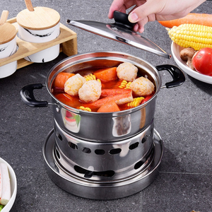 小火锅一人一锅不锈钢酒精炉小火锅自助小火锅加厚小汤锅涮锅锅具