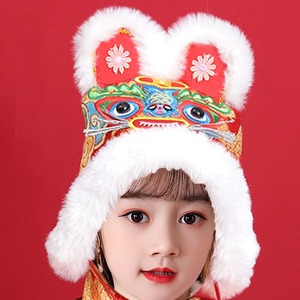虎头帽宝宝帽子冬季过年男女童中国风儿童护耳新年喜庆虎年老虎帽