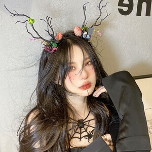 搞怪万圣节发箍卡哇伊蝴蝶结派对头饰头箍女鹿角创意发卡头饰品